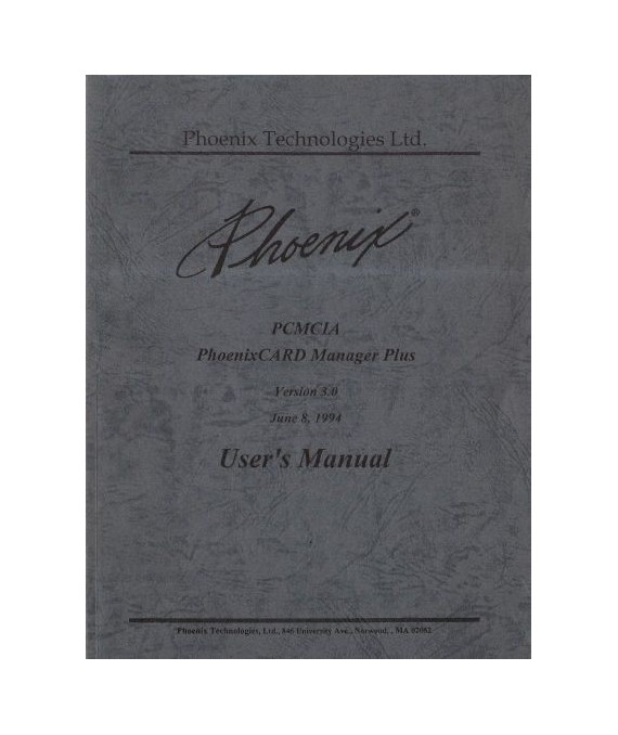 PCMCIA. PhoenixCARD Manager Plus. Version 3.0, user’s manual