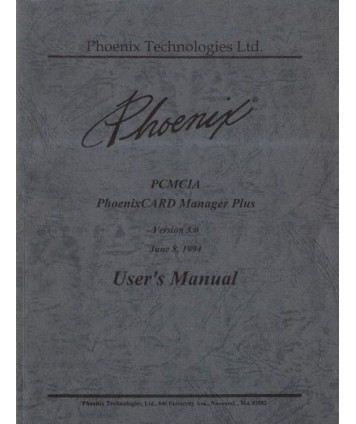 PCMCIA. PhoenixCARD Manager Plus. Version 3.0, user’s manual