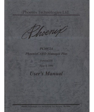 PCMCIA. PhoenixCARD Manager Plus. Version 3.0, user’s manual