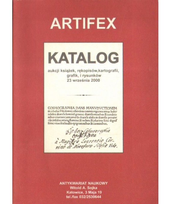 Katalog aukcji książek, rękopisów, kartografii, grafik i rysunków 23 września 2000