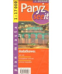Paryż, plan miasta. /1:17000/ Spis ulic, schemat dojazdów
