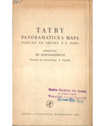 Tatry. Panoramicka mapa (pohlad zo severu a z juhu)