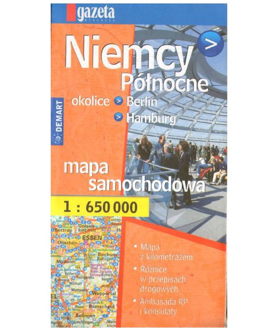 Niemcy północne. Mapa samochodowa