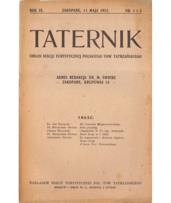 Taternik. Organ Polskiego Związku Alpinizmu poświęcony sprawom taternictwa, alpinizmu i speleologii