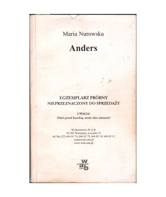 Anders. Egzemplarz próbny, przed korektą