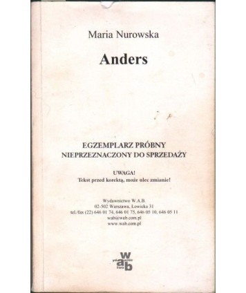 Anders. Egzemplarz próbny, przed korektą