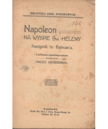 Napoleon na wyspie św. Heleny. Pamiętnik hr. Balmain'a